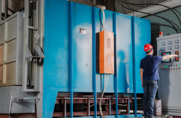 worker operating the equipment