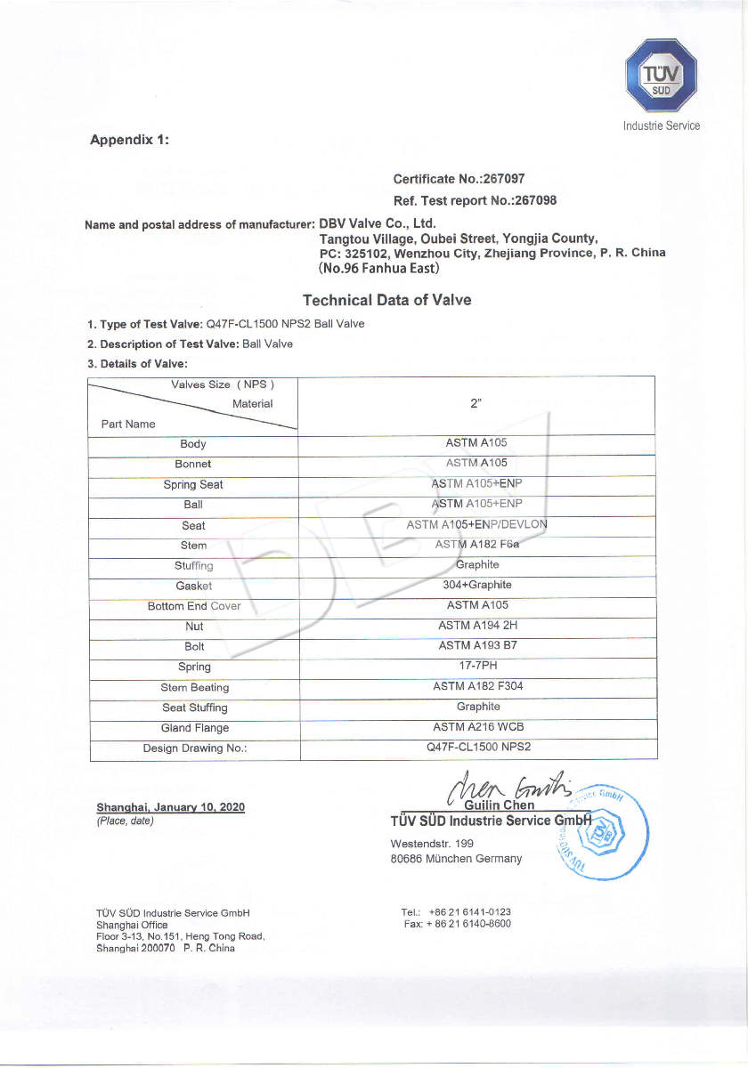 Ball valve fire proof 607 certificate 2 1500LB 2