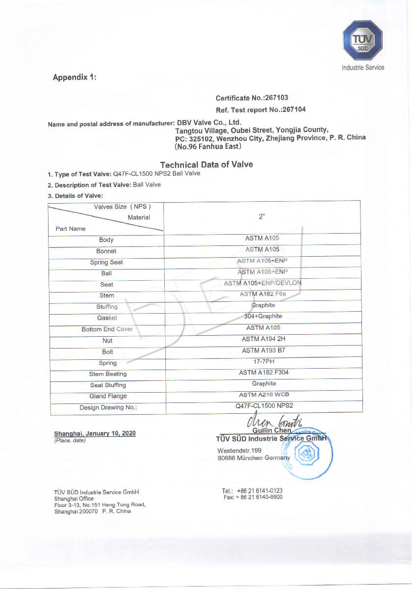 Ball valve fire proof 6FA certificate 2 1500LB 2