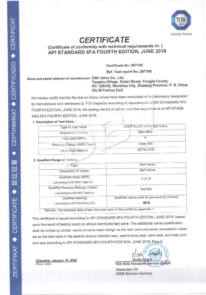 Ball valve fire proof 6FA certificate 4 600LB 1