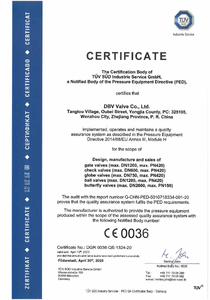 CE CERTIFICATE DBV