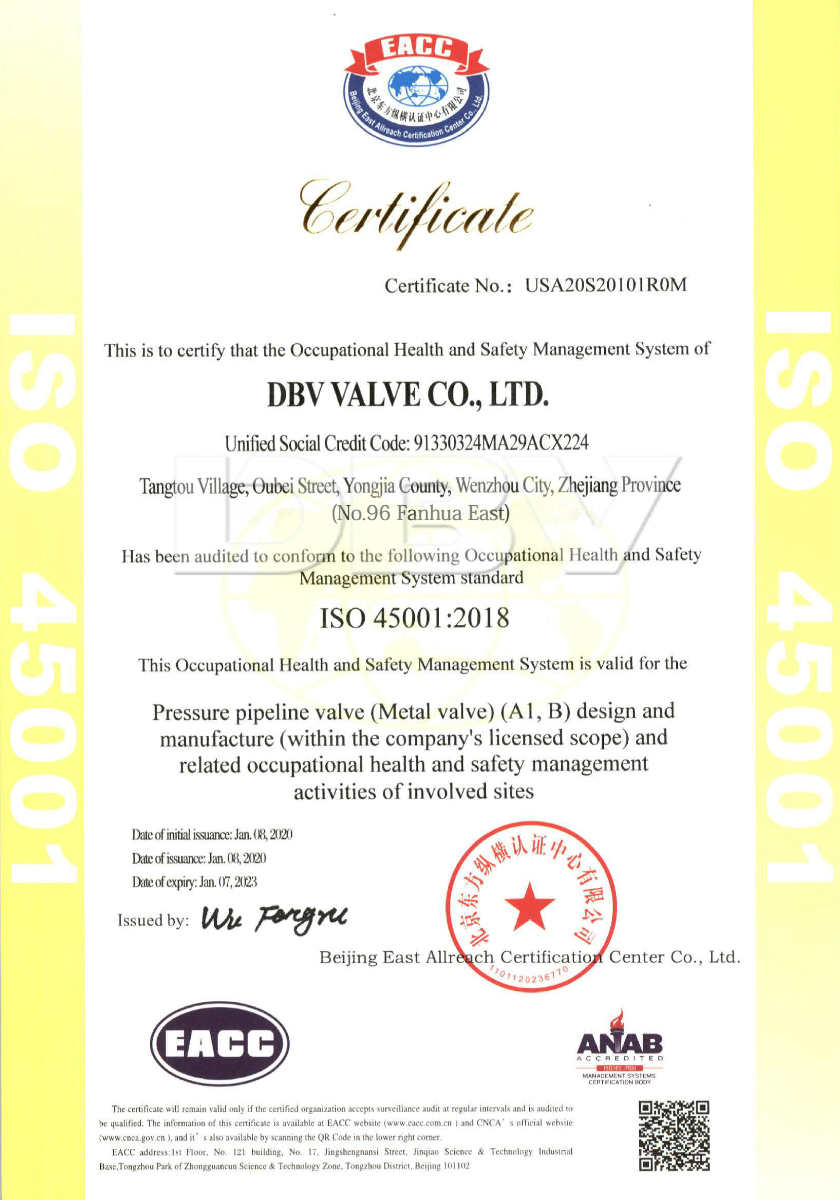 ISO45001 certificate