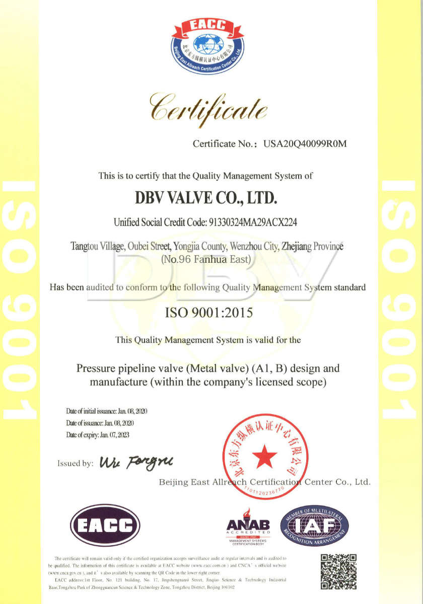 ISO9001 certificate