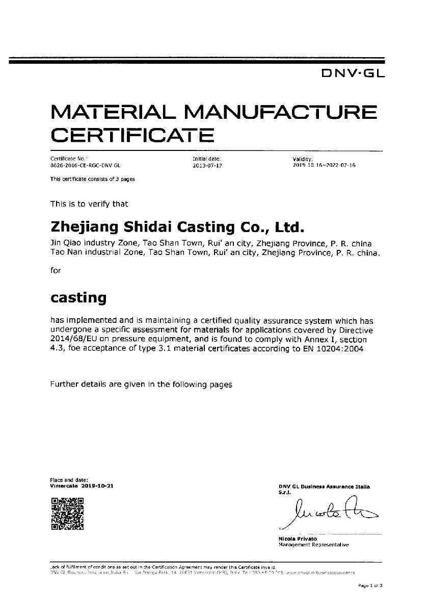 PED certificate