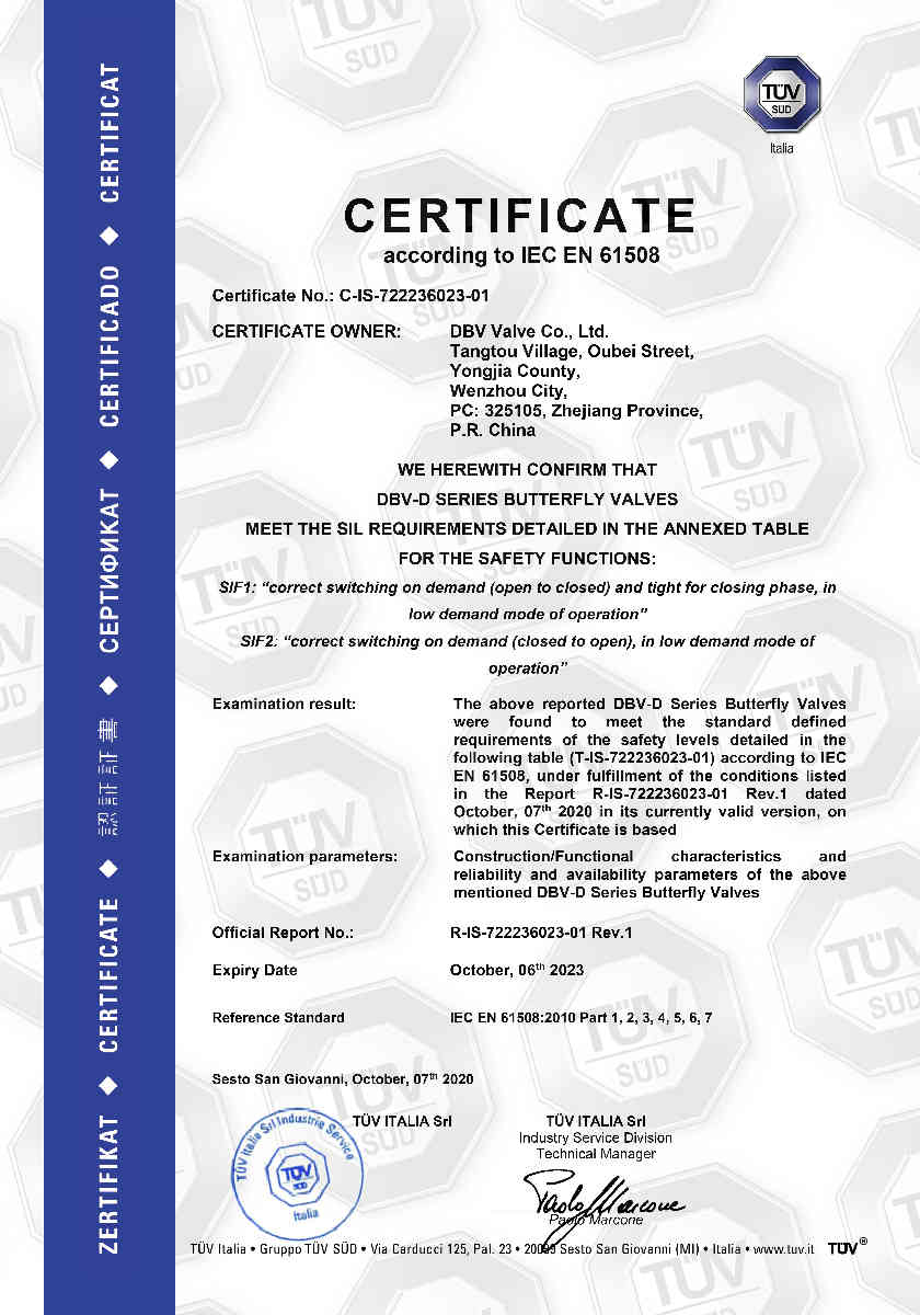 SIL 3 for ball valve and butterfly valve